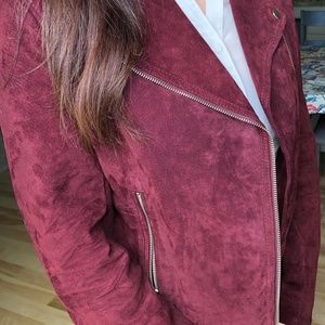 Maroon Suede Moto Jacket